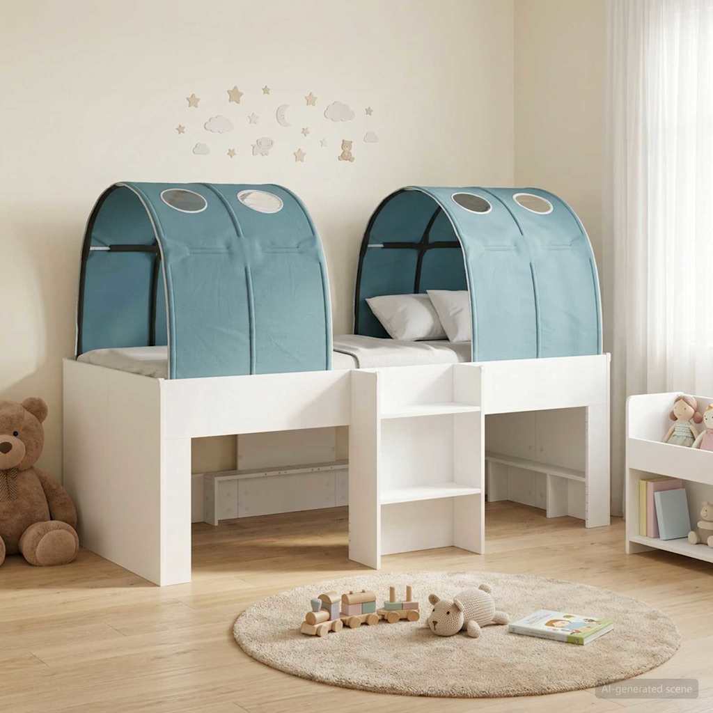 vidaXL Bed met Tunnel 4 pcs Wit en zwart Bewerkt hout