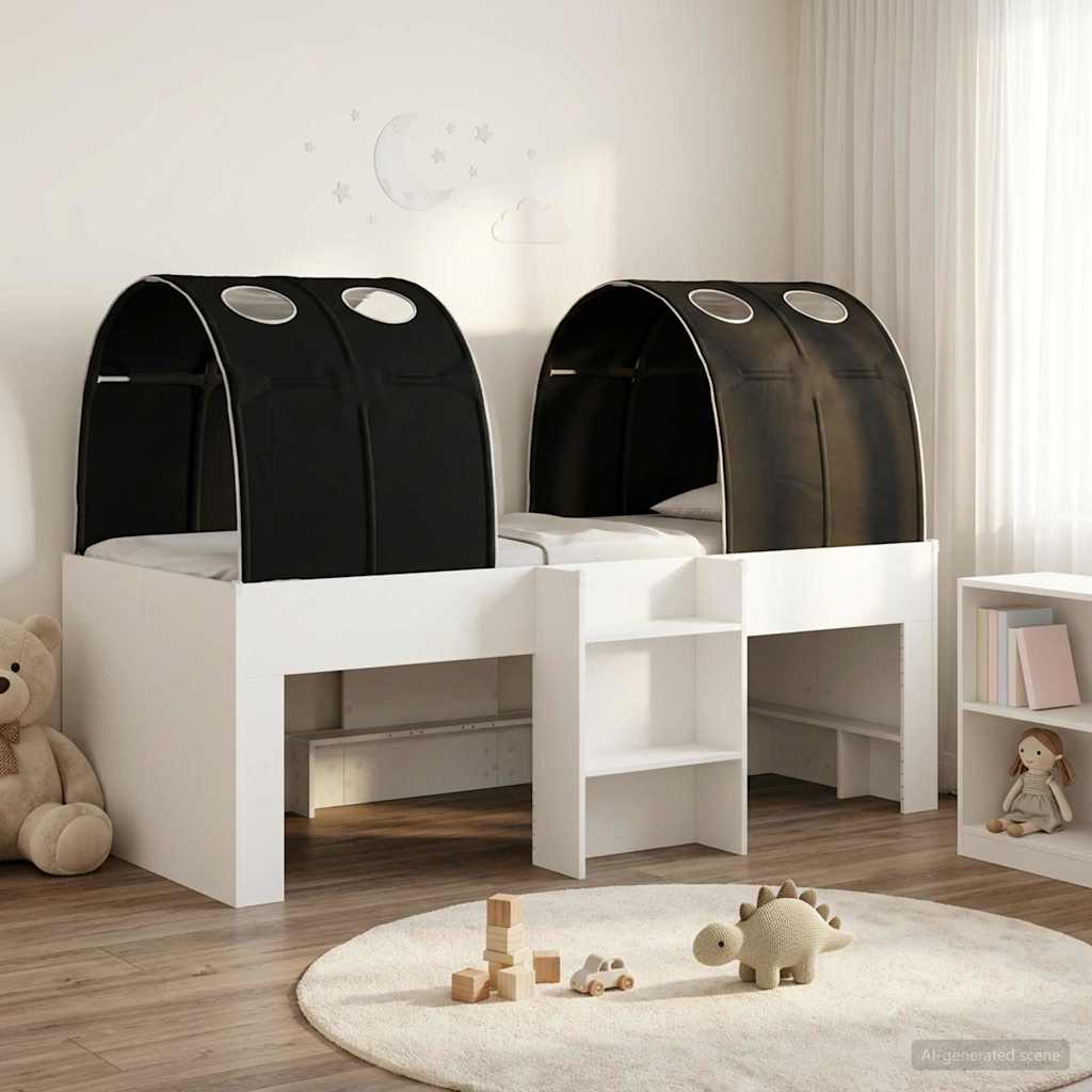vidaXL Bed met Tunnel 4 pcs Wit en zwart Bewerkt hout