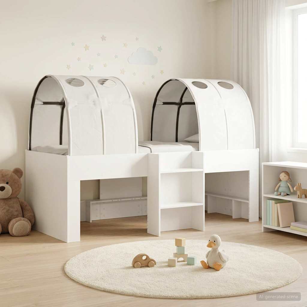 vidaXL Bed met Tunnel 4 pcs Wit en zwart Bewerkt hout