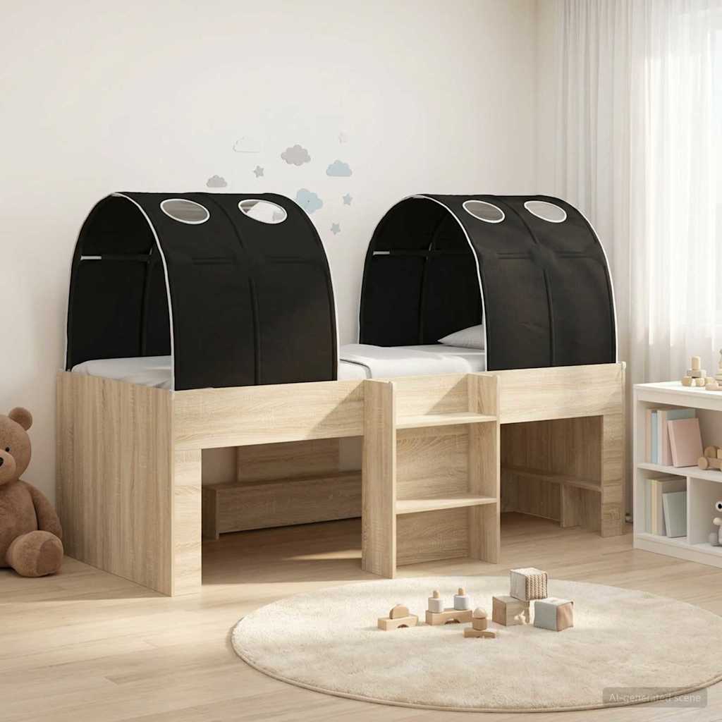 vidaXL Bed met Tunnel 4 pcs Wit en zwart Bewerkt hout