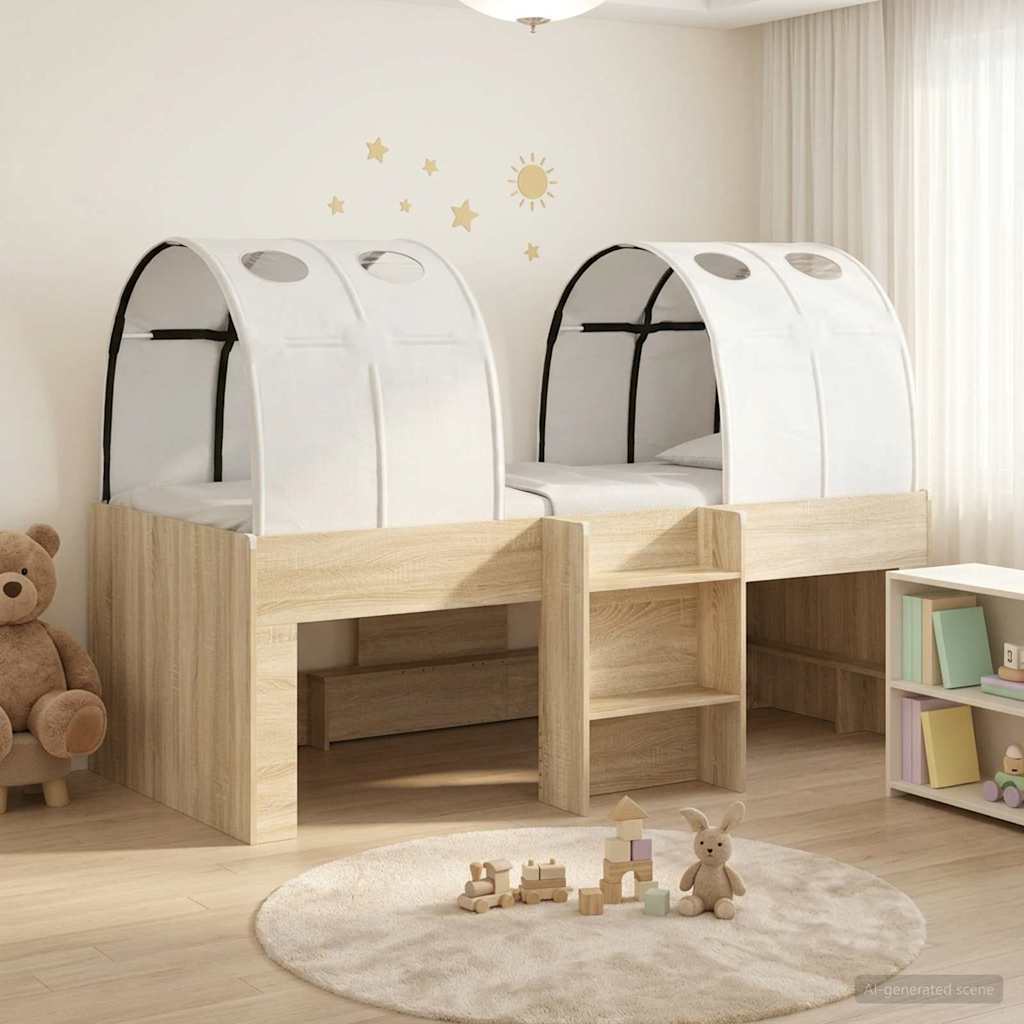 vidaXL Bed met Tunnel 4 pcs Wit en zwart Bewerkt hout