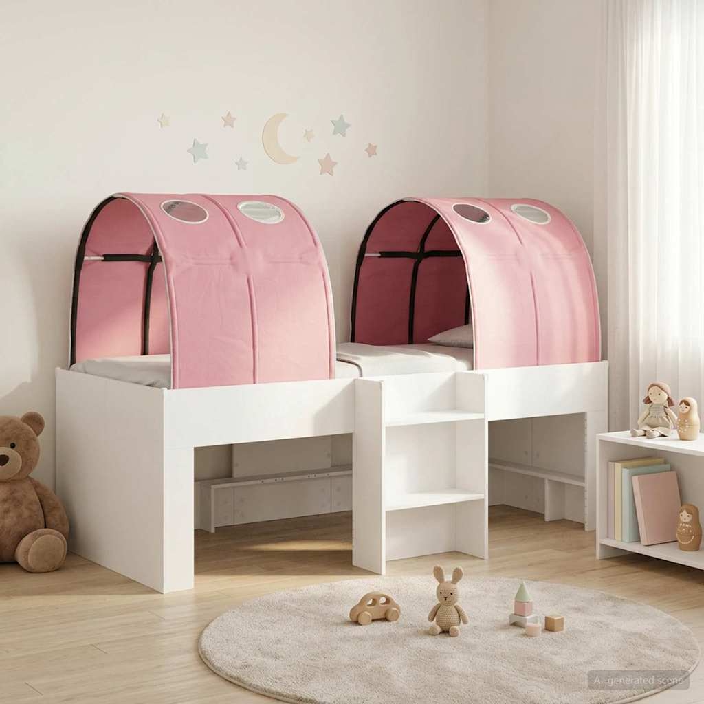 vidaXL Bed met Tunnel 4 pcs Wit en Roze Bewerkt hout