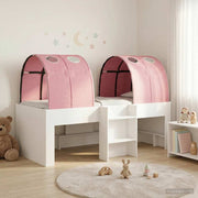 vidaXL Bed met Tunnel 4 pcs Wit en Roze Bewerkt hout