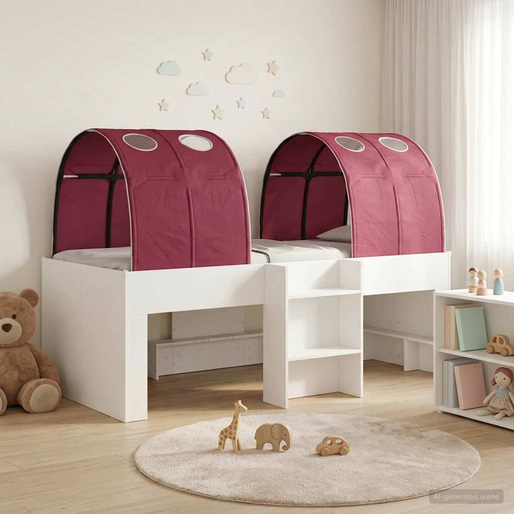 vidaXL Bed met Tunnel 4 pcs Wit en Roze Bewerkt hout