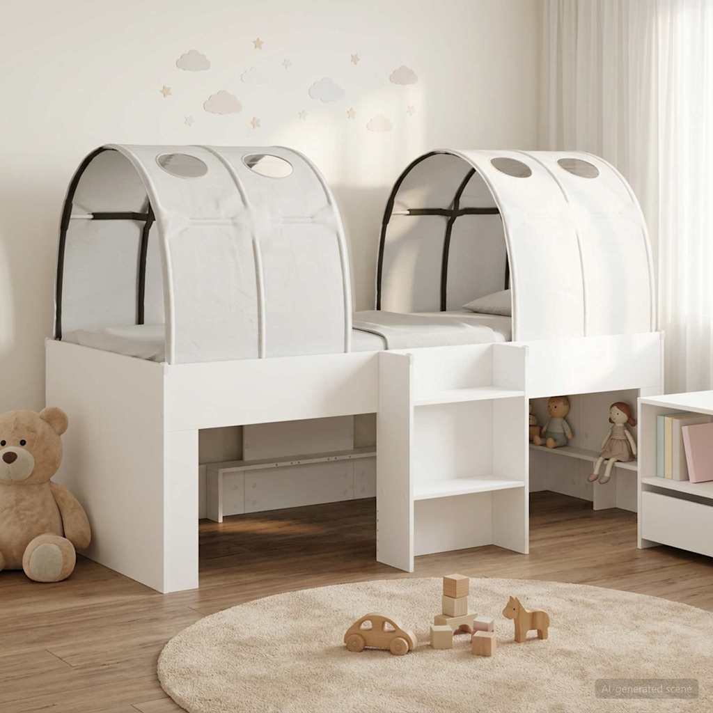 vidaXL Bed met Tunnel 4 pcs Wit en Roze Bewerkt hout