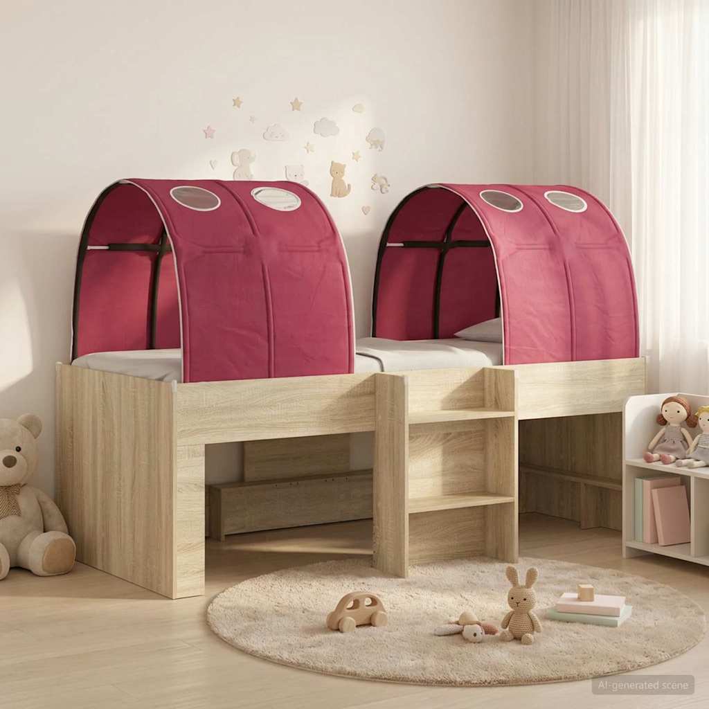 vidaXL Bed met Tunnel 4 pcs Wit en Roze Bewerkt hout