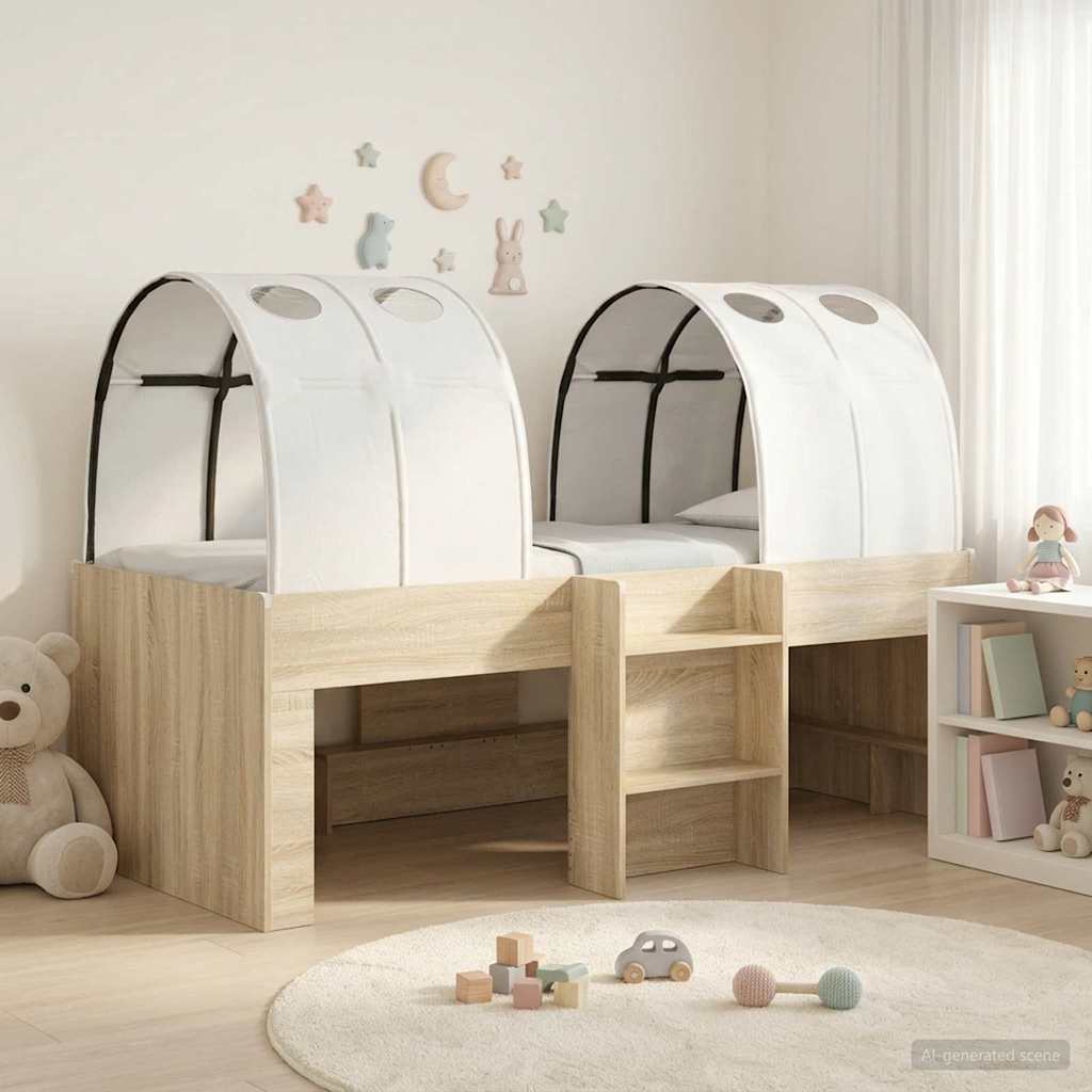 vidaXL Bed met Tunnel 4 pcs Wit en Roze Bewerkt hout