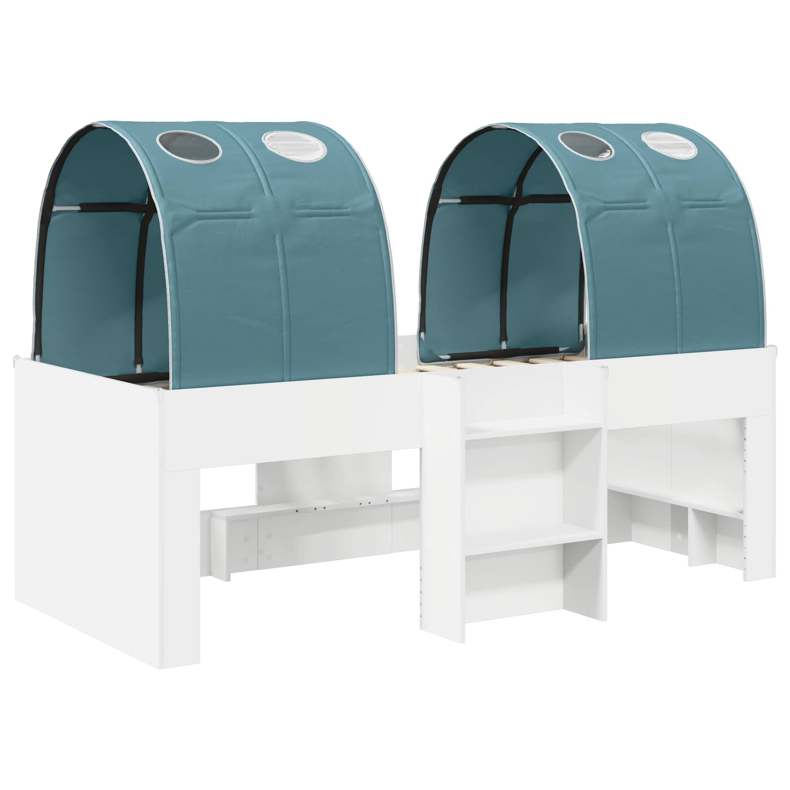 vidaXL Bed met Tunnel 4 pcs Wit en Lichtblauw Bewerkt hout