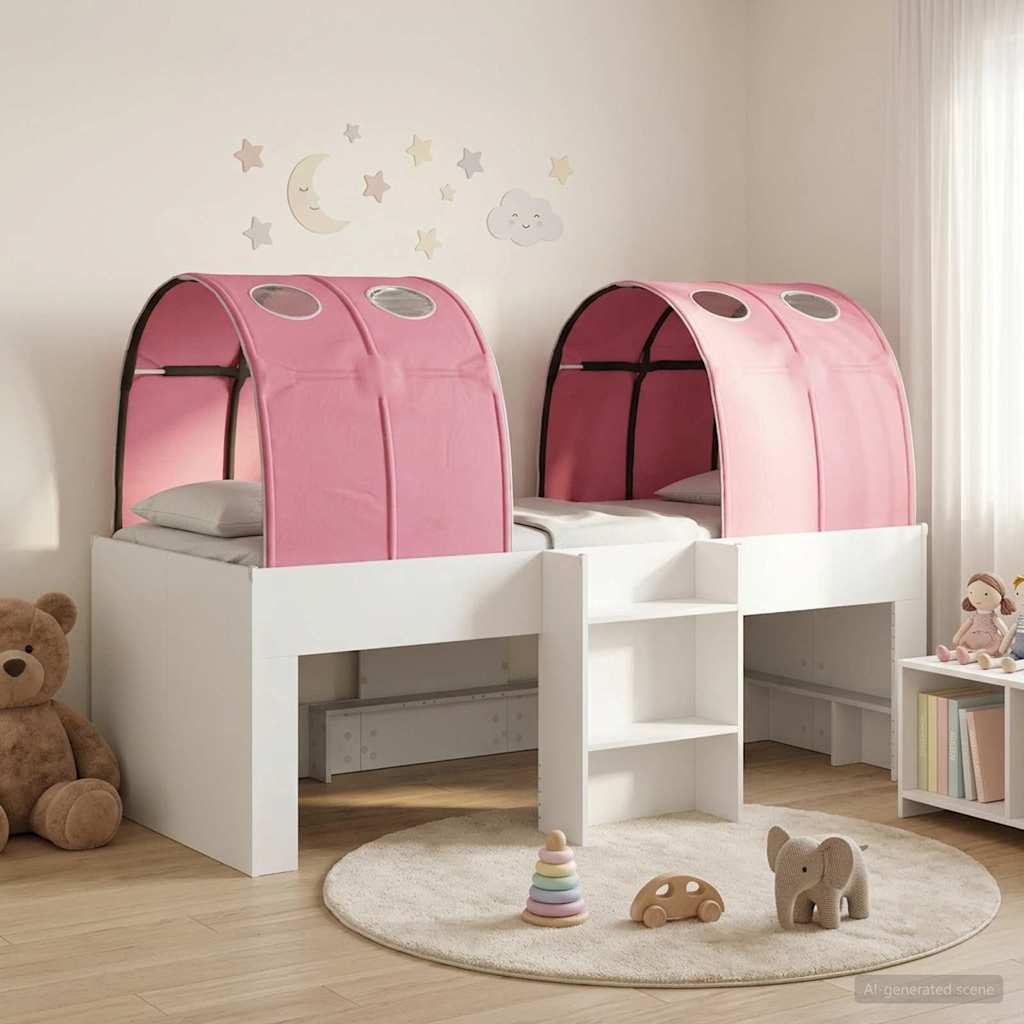 vidaXL Bed met Tunnel 4 pcs Wit en Lichtblauw Bewerkt hout