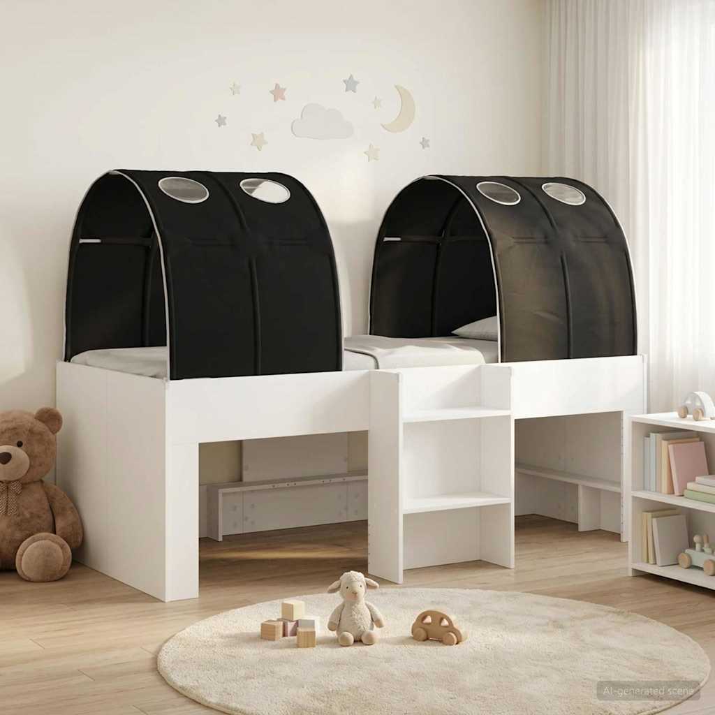 vidaXL Bed met Tunnel 4 pcs Wit en Lichtblauw Bewerkt hout