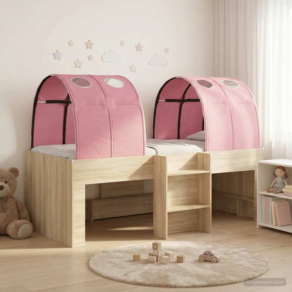 vidaXL Bed met Tunnel 4 pcs Wit en Lichtblauw Bewerkt hout