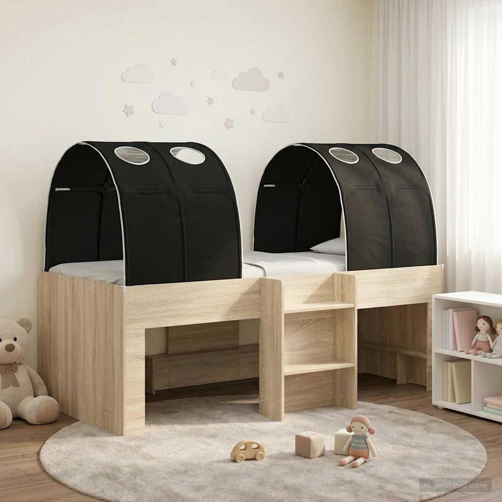 vidaXL Bed met Tunnel 4 pcs Wit en Lichtblauw Bewerkt hout