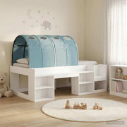 vidaXL Bed met Tunnel 4 pcs Wit en Lichtblauw Bewerkt hout