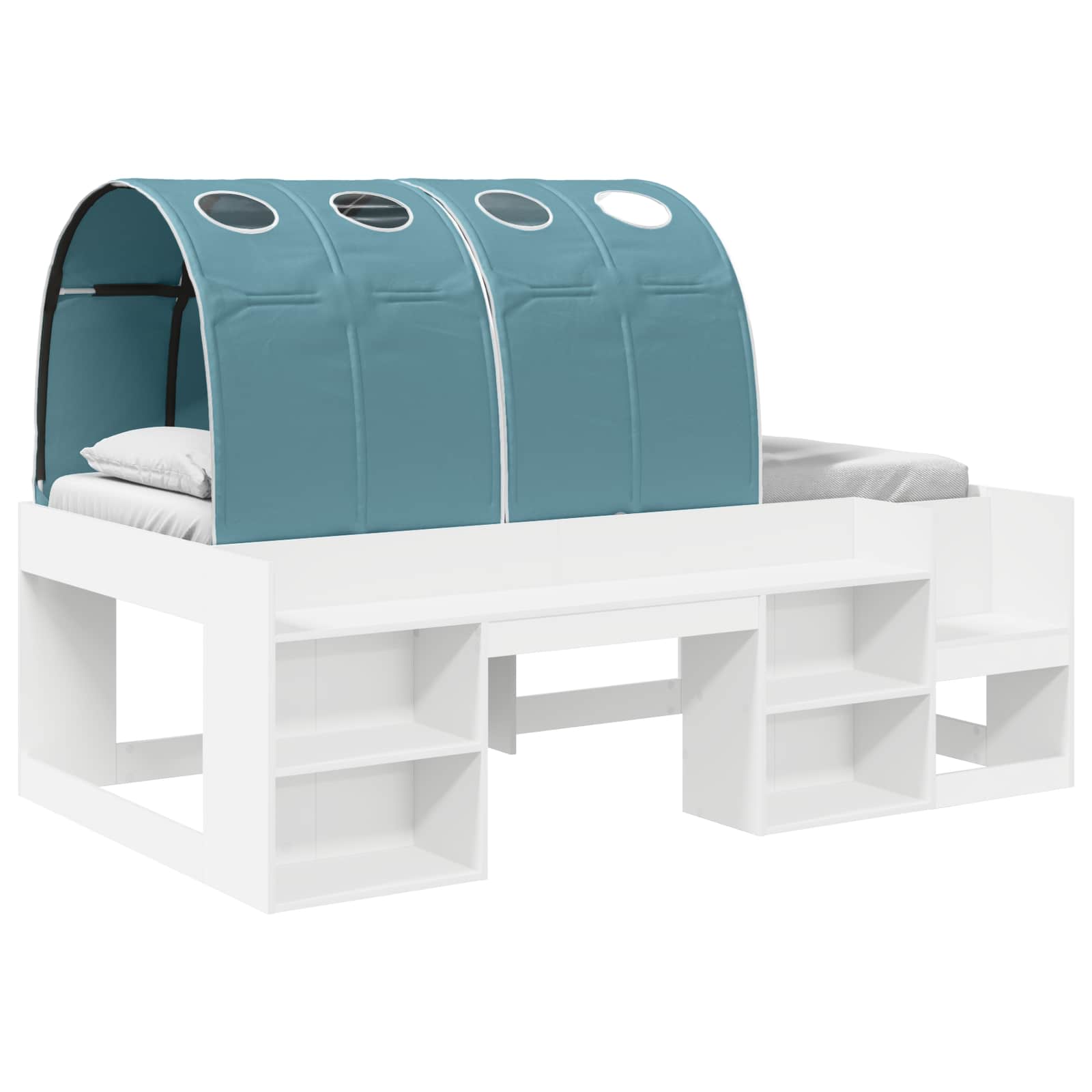 vidaXL Bed met Tunnel 4 pcs Wit en Lichtblauw Bewerkt hout