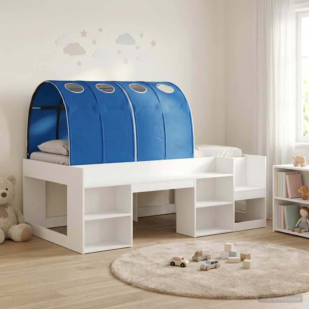 vidaXL Bed met Tunnel 4 pcs Wit en Lichtblauw Bewerkt hout