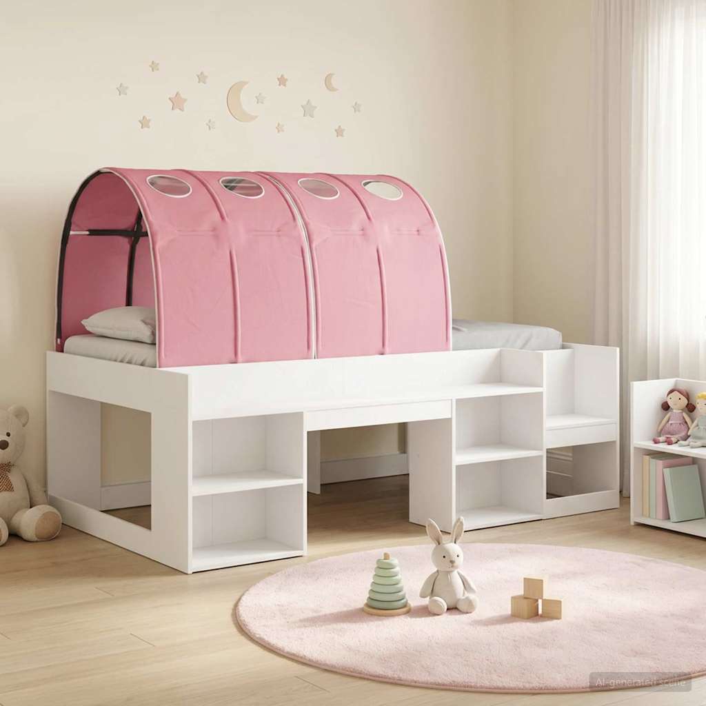 vidaXL Bed met Tunnel 4 pcs Wit en Lichtblauw Bewerkt hout