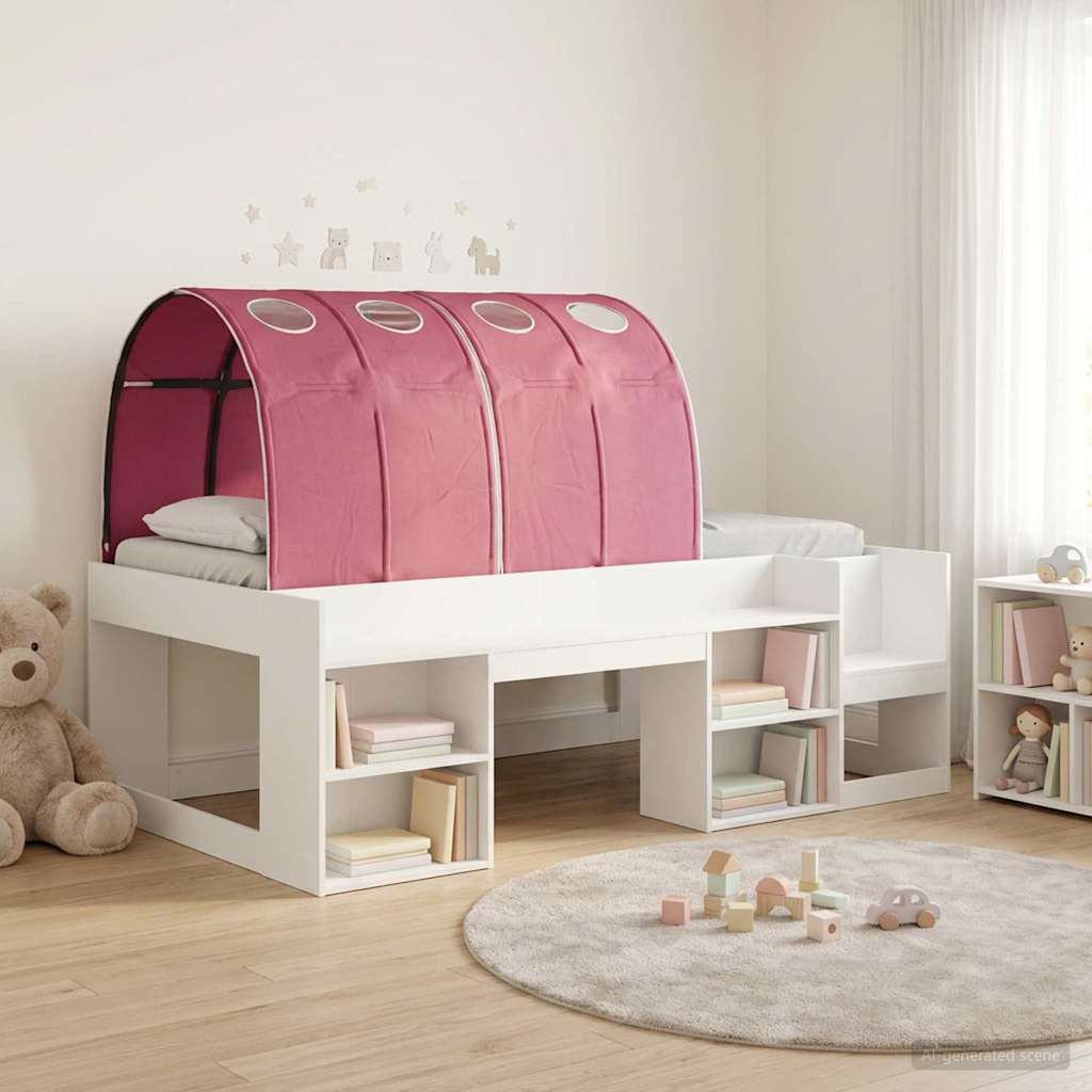 vidaXL Bed met Tunnel 4 pcs Wit en Lichtblauw Bewerkt hout