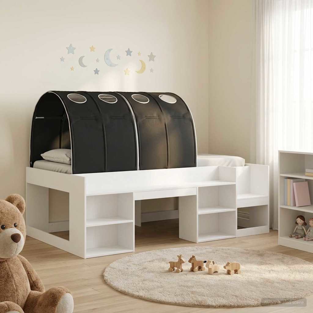 vidaXL Bed met Tunnel 4 pcs Wit en Lichtblauw Bewerkt hout
