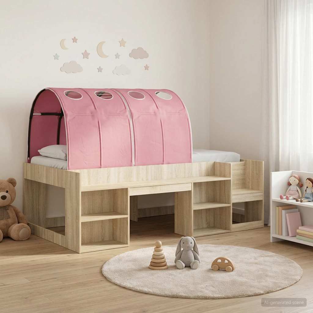 vidaXL Bed met Tunnel 4 pcs Wit en Lichtblauw Bewerkt hout