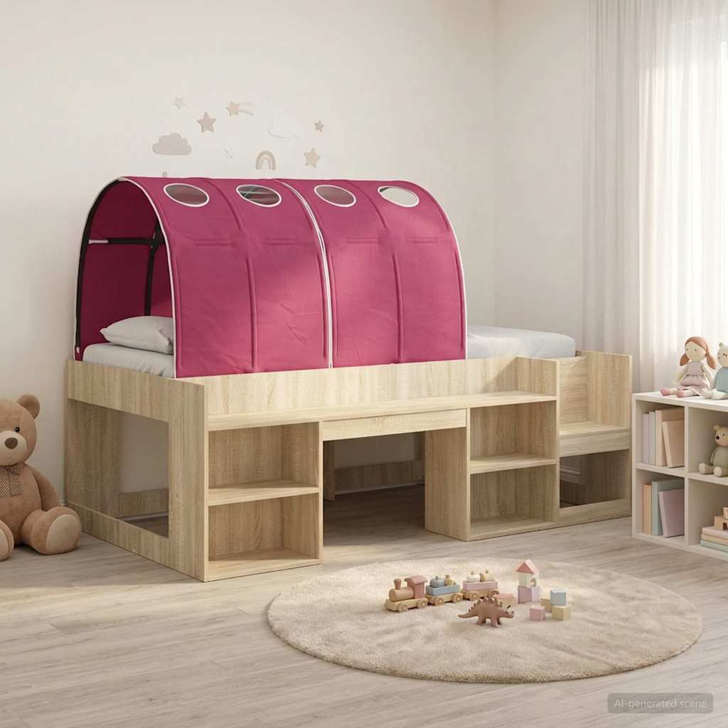vidaXL Bed met Tunnel 4 pcs Wit en Lichtblauw Bewerkt hout