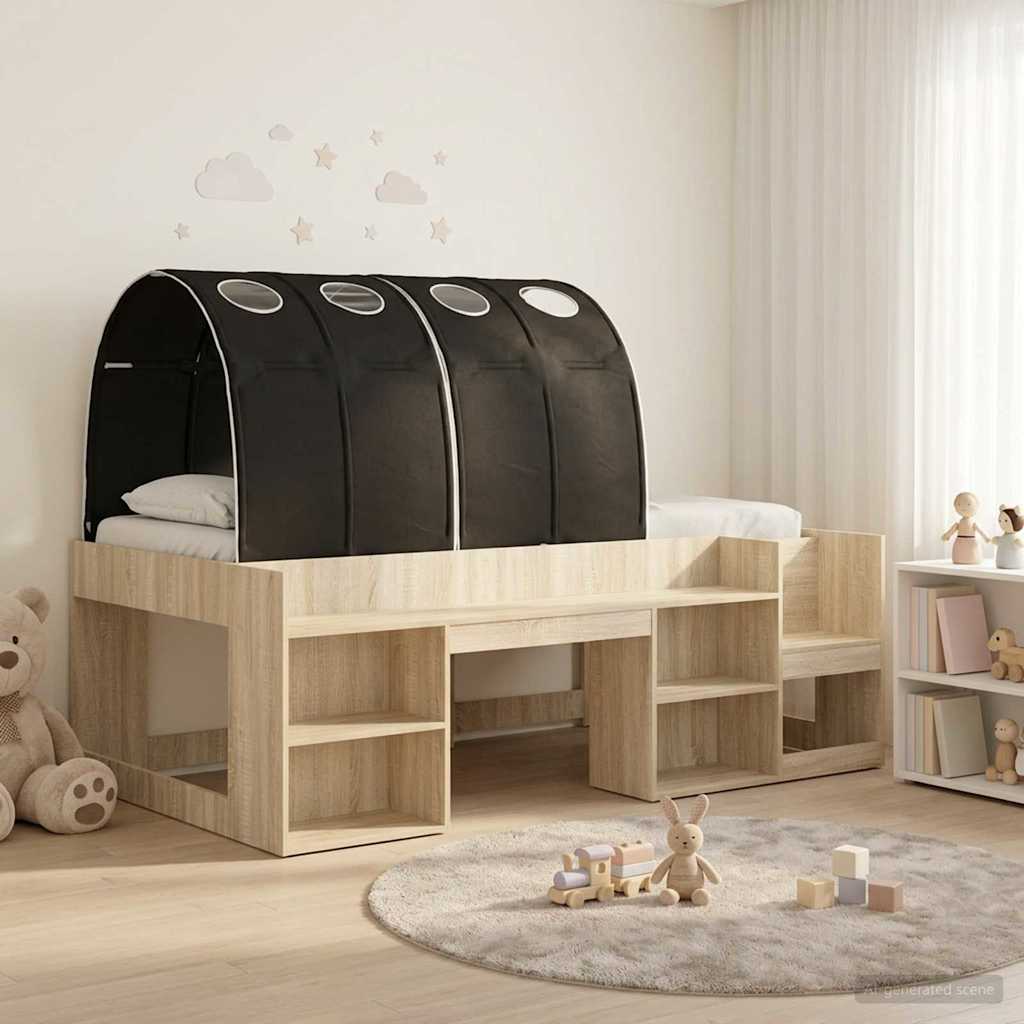 vidaXL Bed met Tunnel 4 pcs Wit en Lichtblauw Bewerkt hout