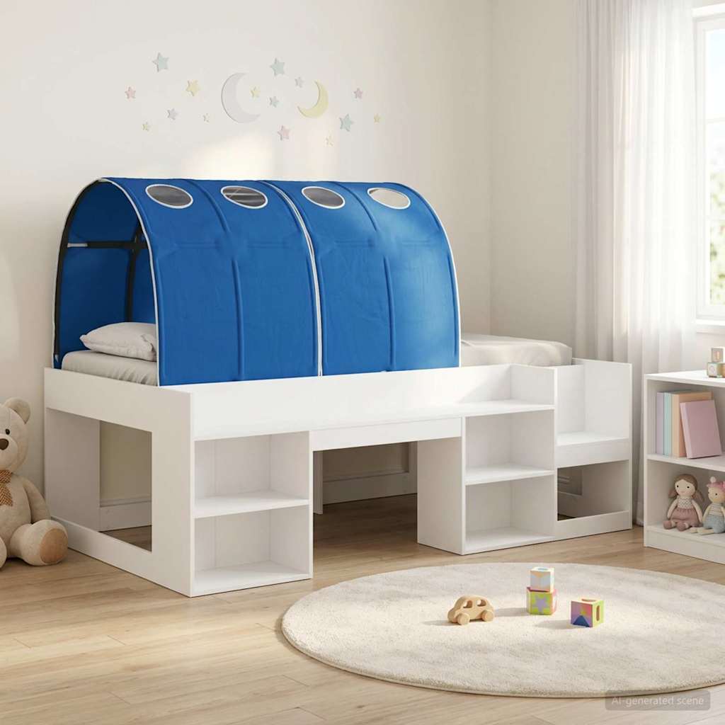 vidaXL Hoge Bedframe voor Kinderen met Opslag Wit en Lichtblauw