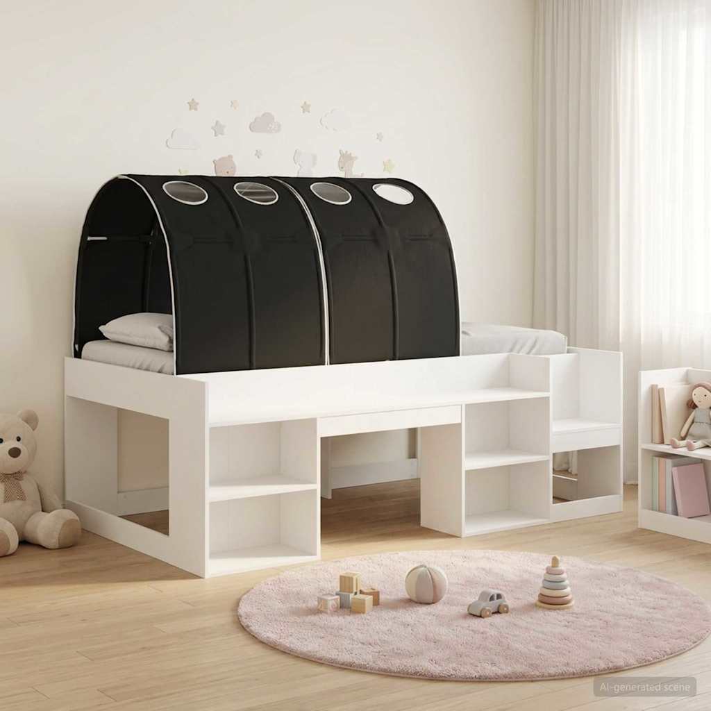 vidaXL Hoge Bedframe voor Kinderen met Opslag Wit en Lichtblauw