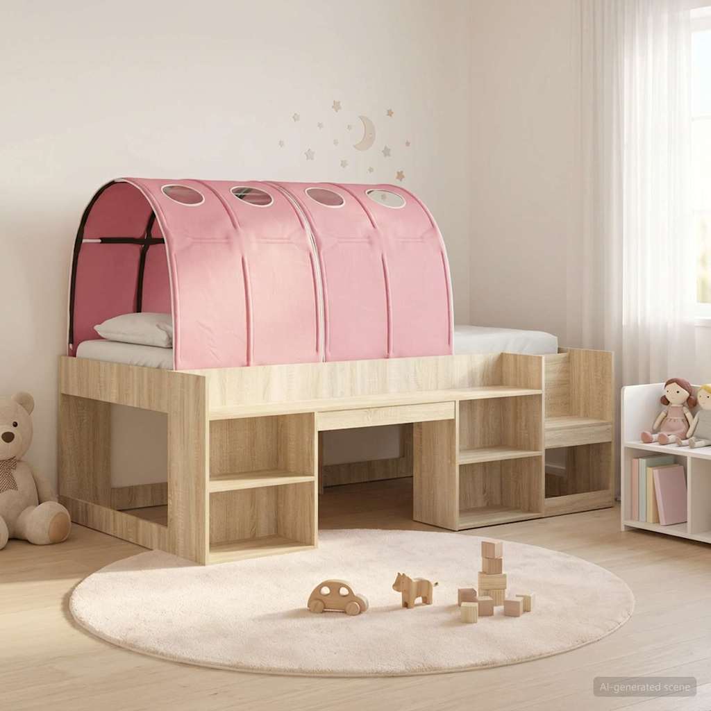 vidaXL Hoge Bedframe voor Kinderen met Opslag Wit en Lichtblauw
