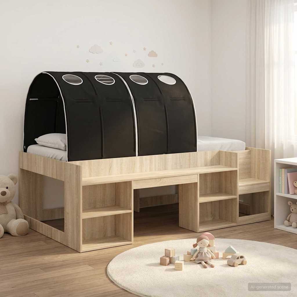 vidaXL Hoge Bedframe voor Kinderen met Opslag Wit en Lichtblauw
