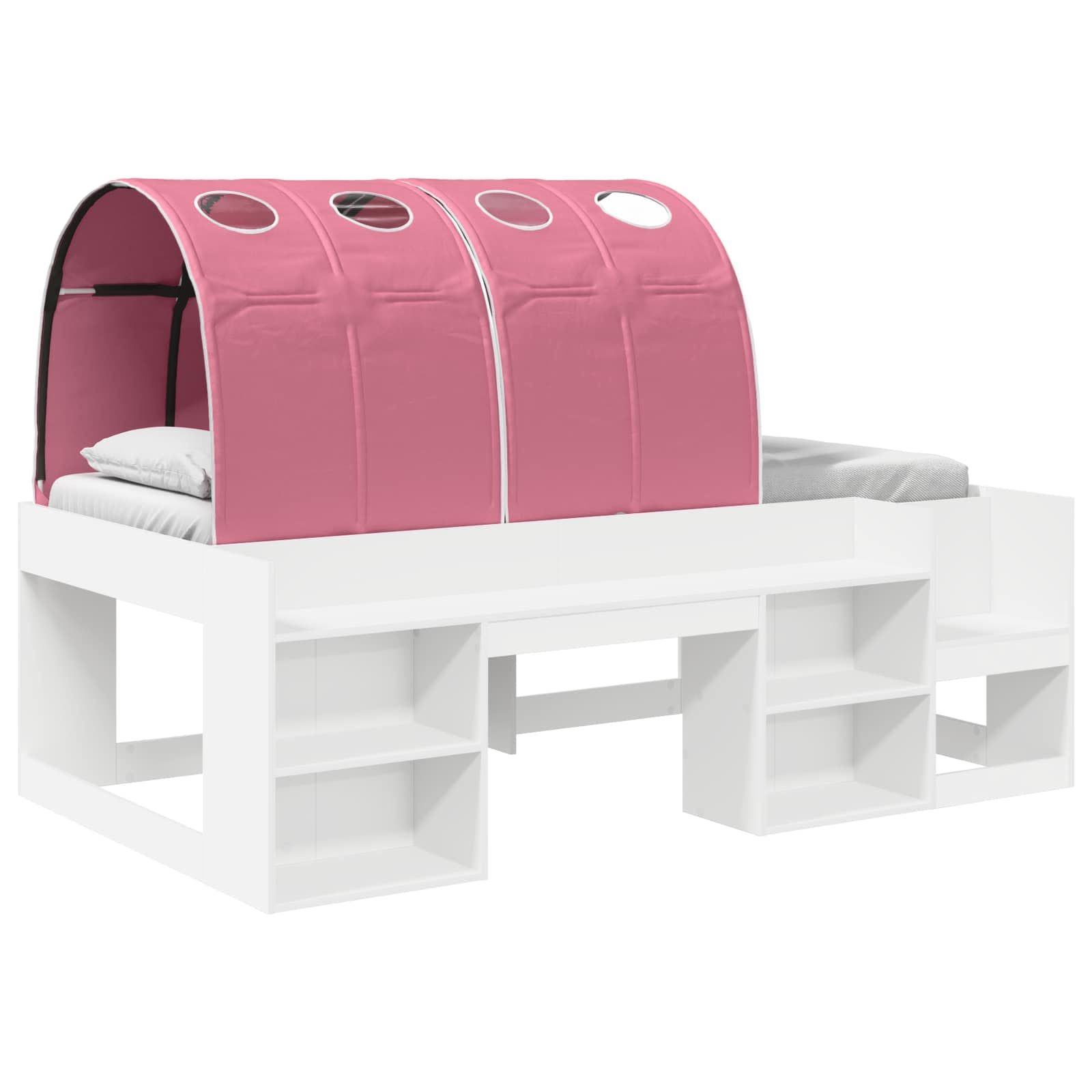 vidaXL Bedframe met tunnel 3 pcs Wit en Lichtblauw Geconstrueerd hout