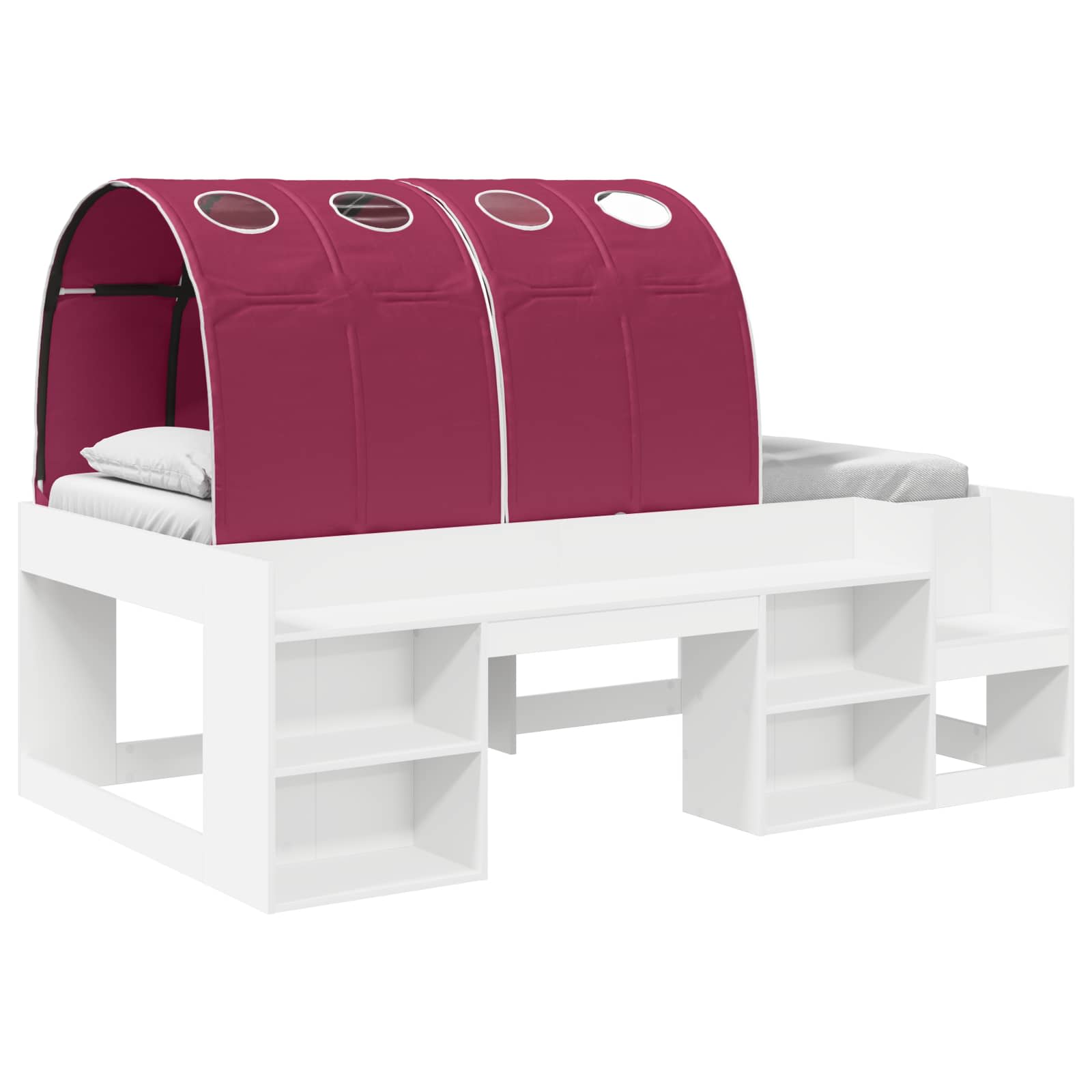 vidaXL Bedframe met tunnel 3 pcs Wit en Lichtblauw Geconstrueerd hout