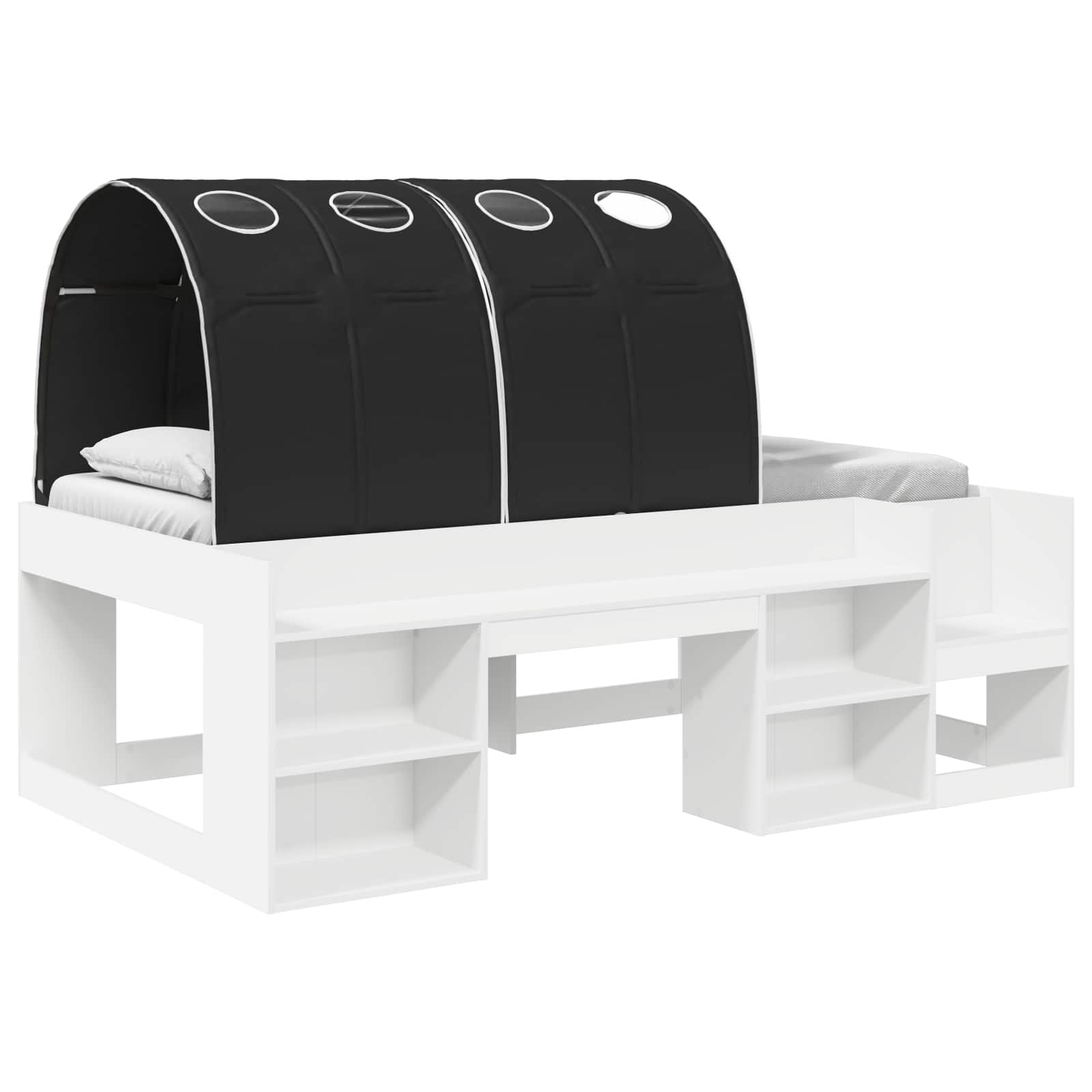vidaXL Bedframe met tunnel 3 pcs Wit en Lichtblauw Geconstrueerd hout