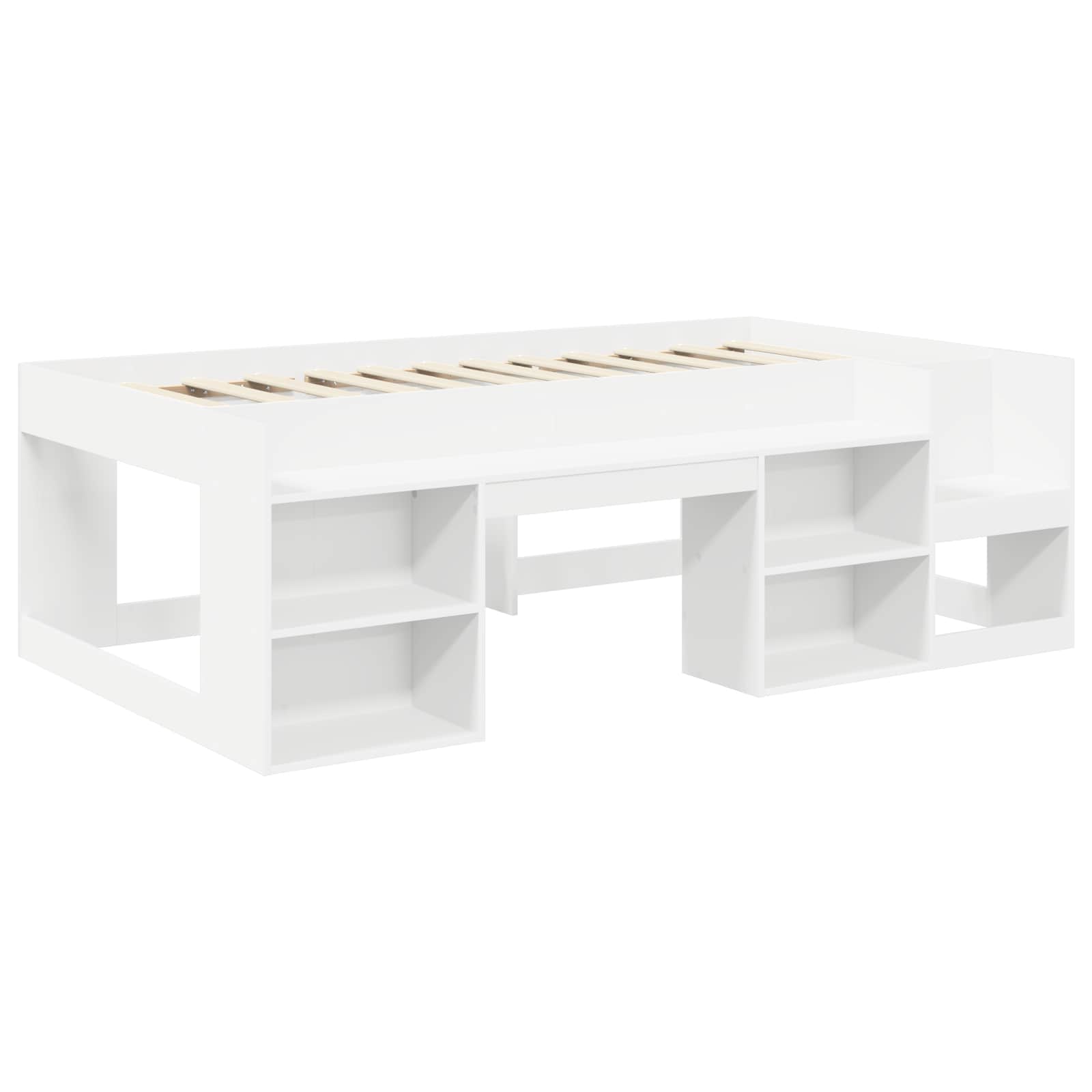 vidaXL Bedframe met tunnel 3 pcs Wit en Lichtblauw Bewerkt hout
