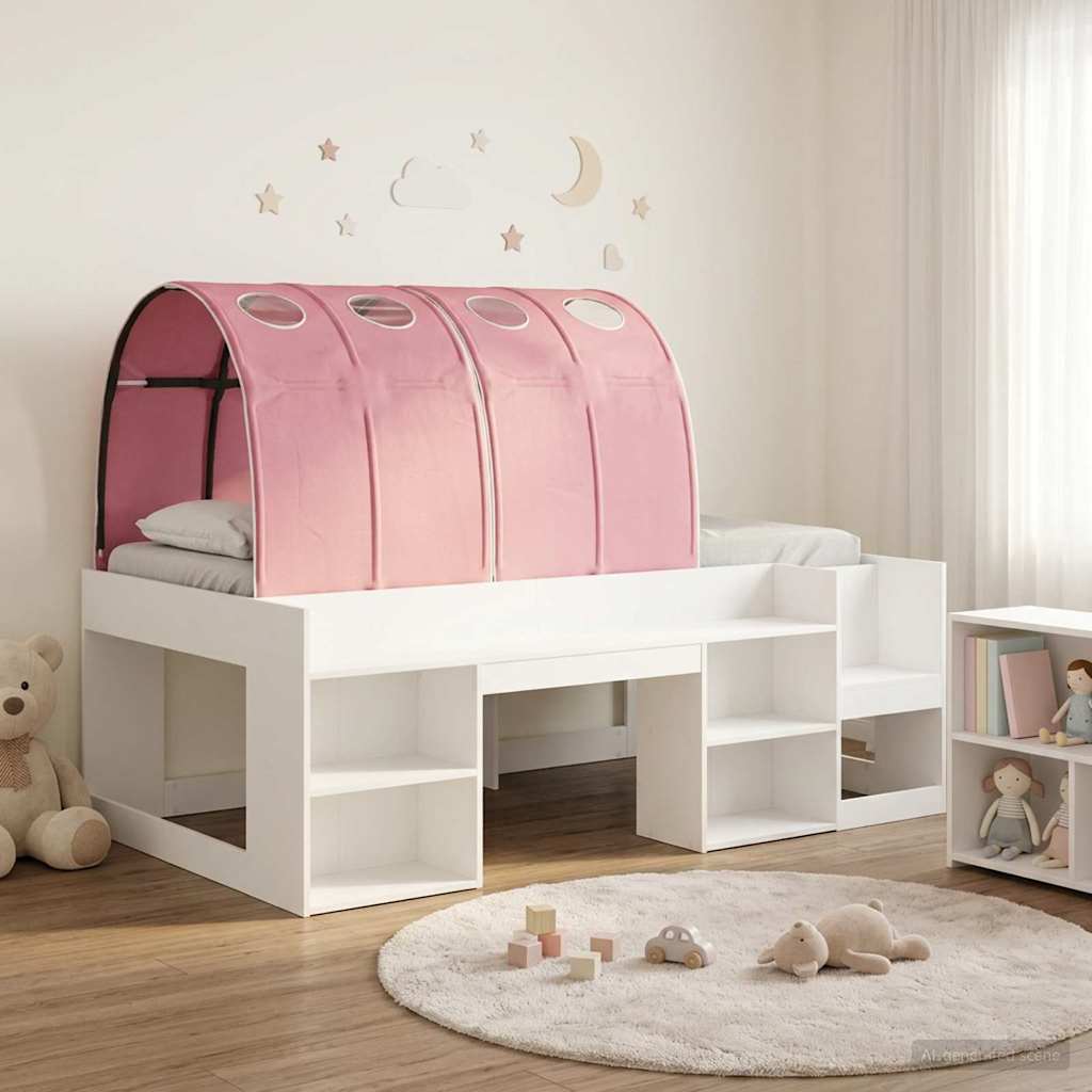 vidaXL Bedframe met tunnel 3 pcs Wit en Lichtblauw Bewerkt hout