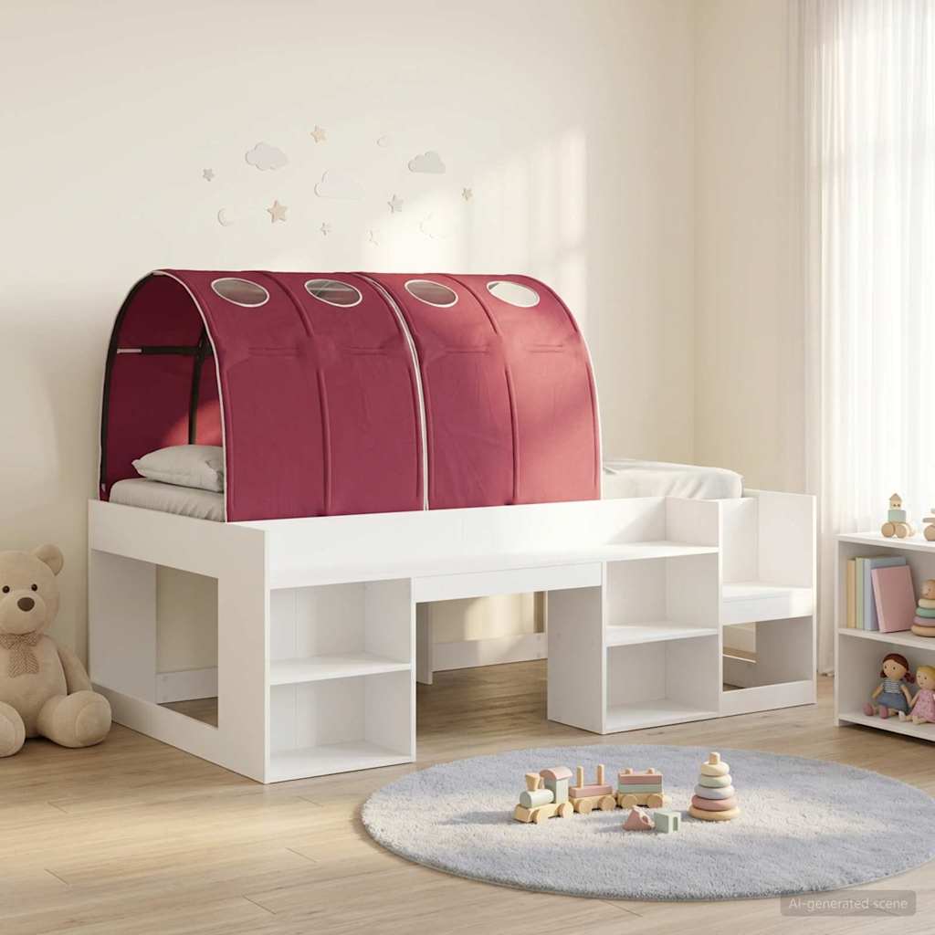 vidaXL Bedframe met tunnel 3 pcs Wit en Lichtblauw Bewerkt hout
