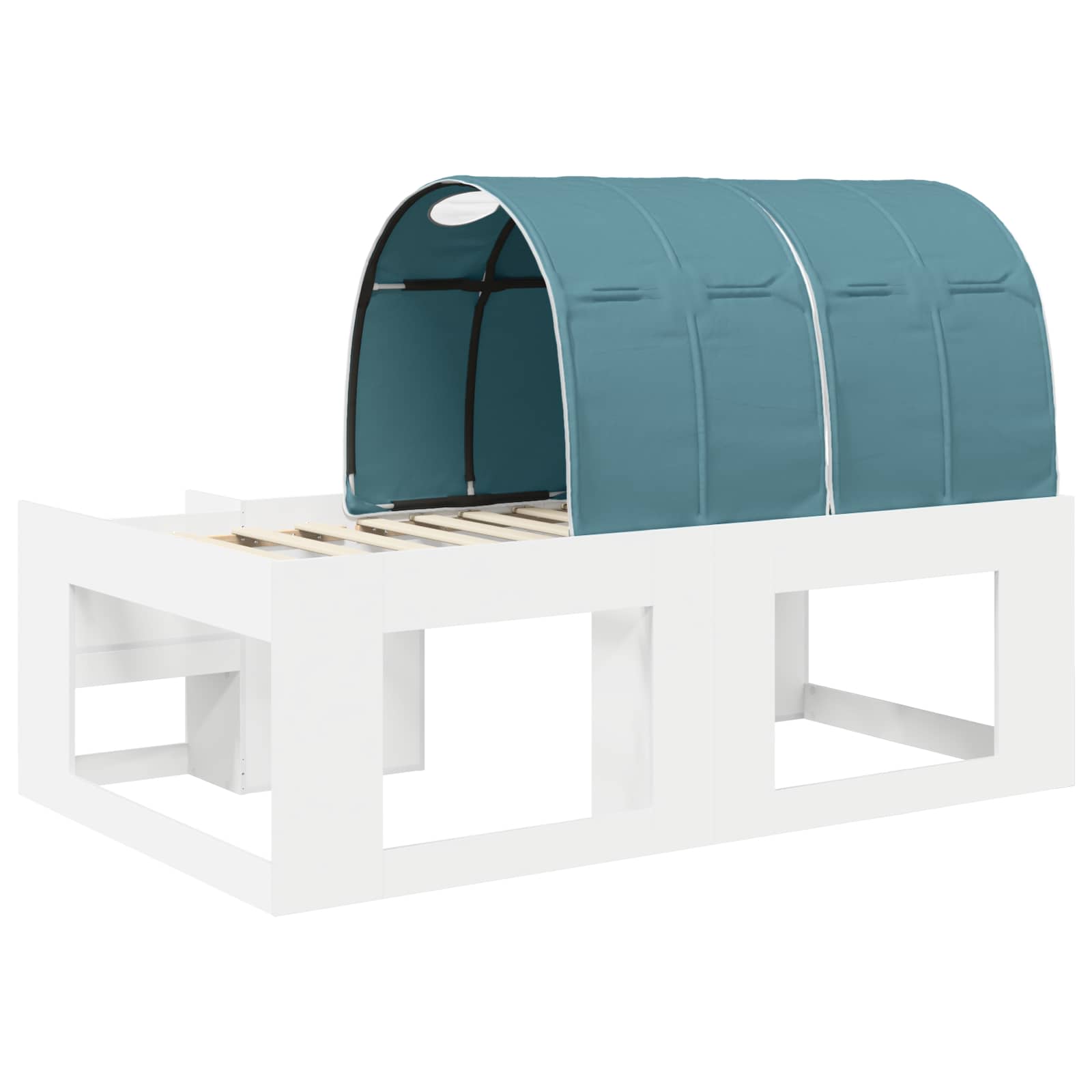 vidaXL Bedframe met tunnel 3 pcs Wit en Lichtblauw Bewerkt hout