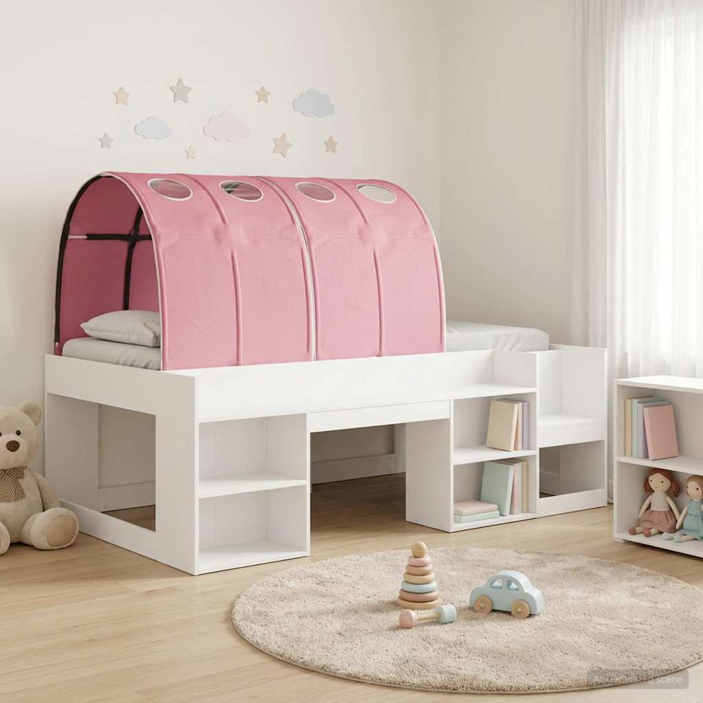vidaXL Bedframe met tunnel 3 pcs Wit en Lichtblauw Bewerkt hout