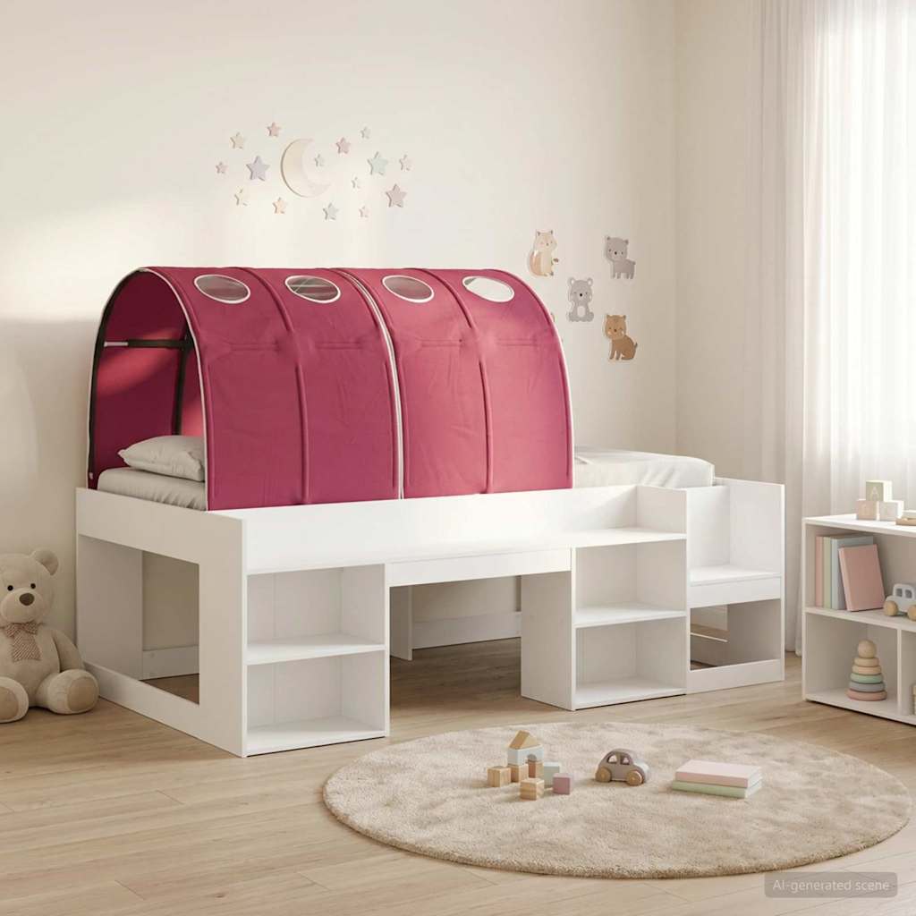 vidaXL Bedframe met tunnel 3 pcs Wit en Lichtblauw Bewerkt hout