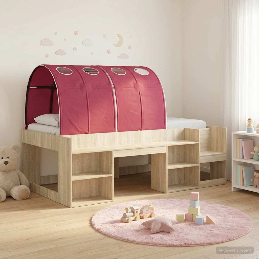vidaXL Bedframe met tunnel 3 pcs Wit en Lichtblauw Bewerkt hout