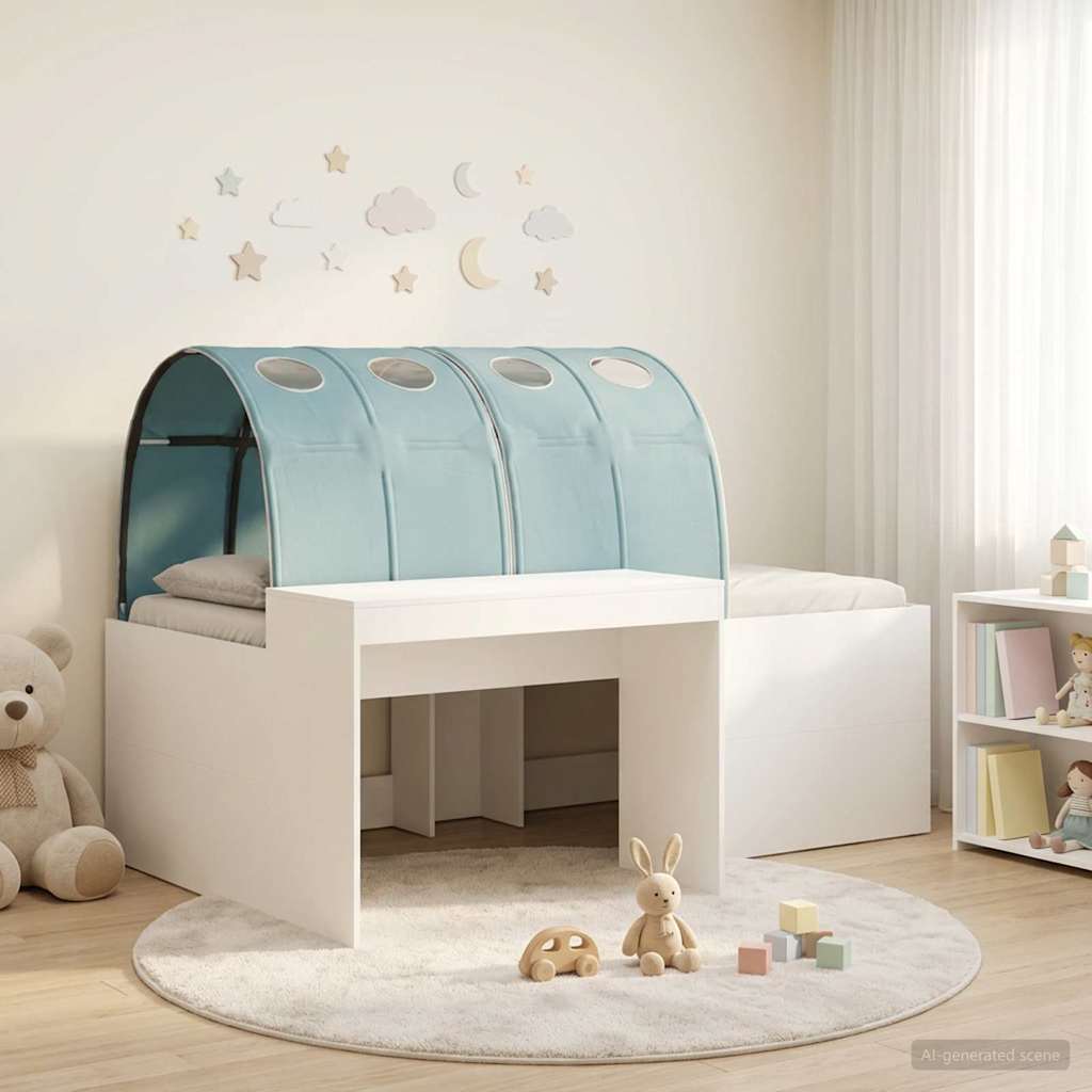 vidaXL Bedframe met Tunnel met plank 3 pcs Wit en Roze Bewerkt hout