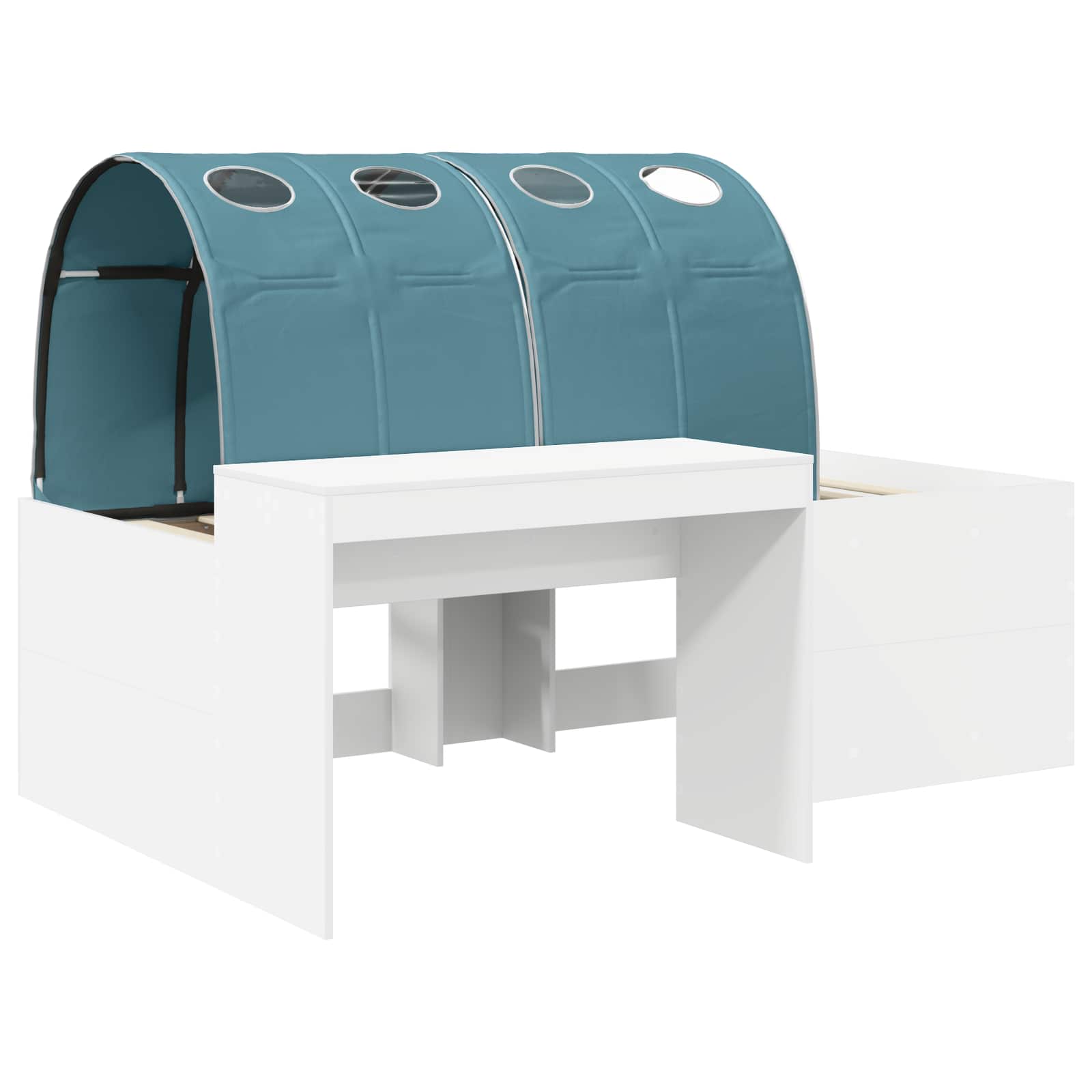 vidaXL Bedframe met Tunnel met plank 3 pcs Wit en Roze Bewerkt hout
