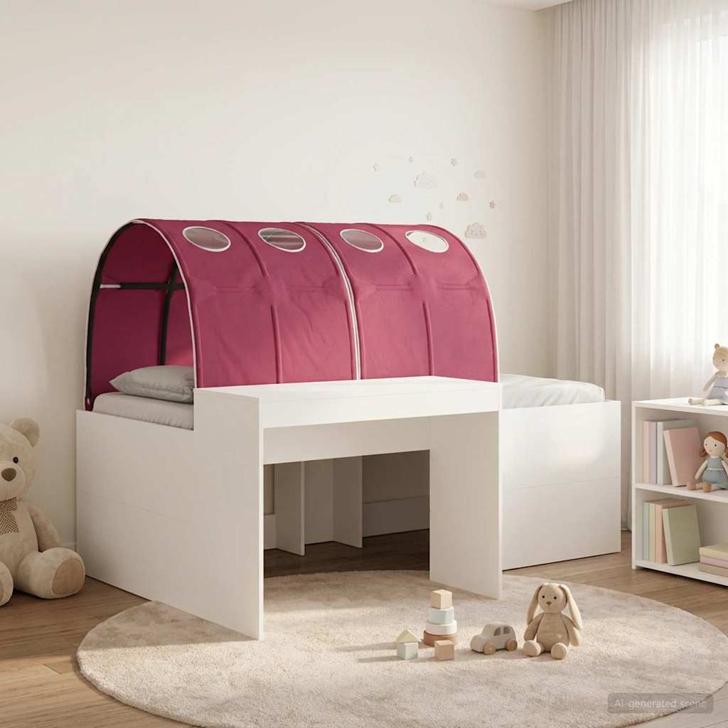 vidaXL Bedframe met Tunnel met plank 3 pcs Wit en Roze Bewerkt hout