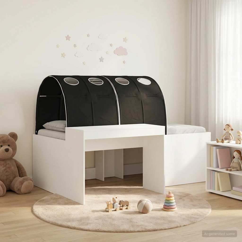 vidaXL Bedframe met Tunnel met plank 3 pcs Wit en Roze Bewerkt hout