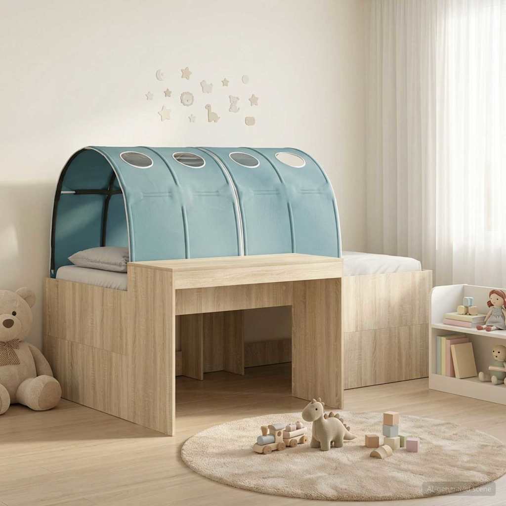 vidaXL Bedframe met Tunnel met plank 3 pcs Wit en Roze Bewerkt hout