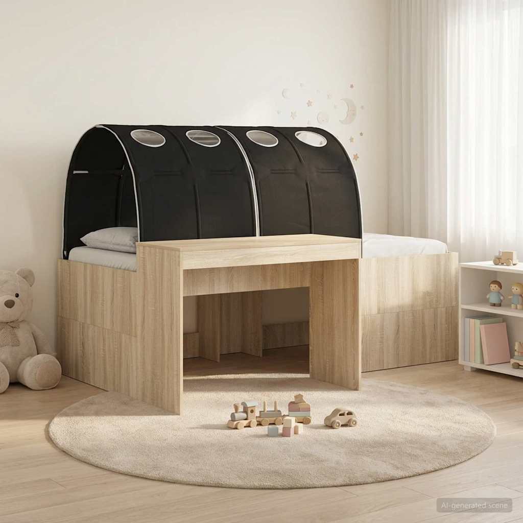 vidaXL Bedframe met Tunnel met plank 3 pcs Wit en Roze Bewerkt hout