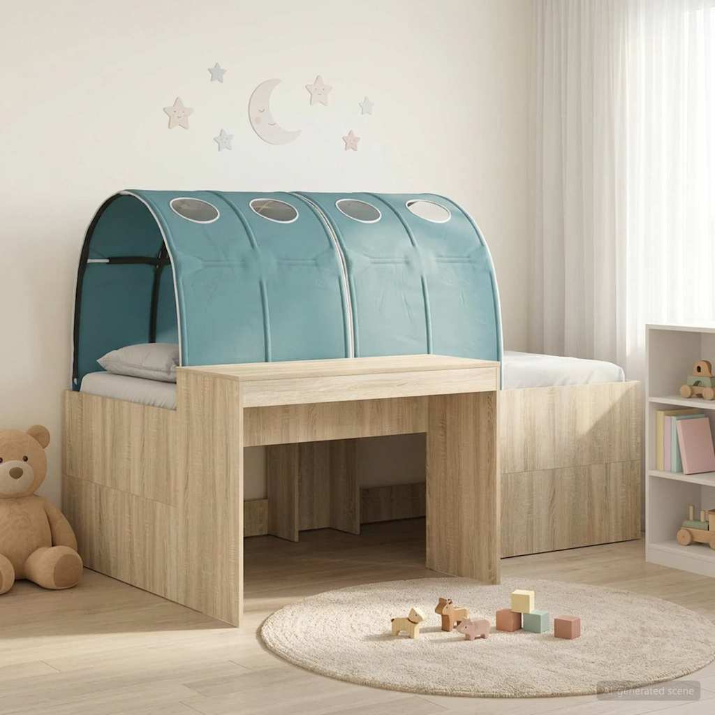 vidaXL Bed met Tunnel 4 pcs Artisian Eik en Lichtblauw Bewerkt hout