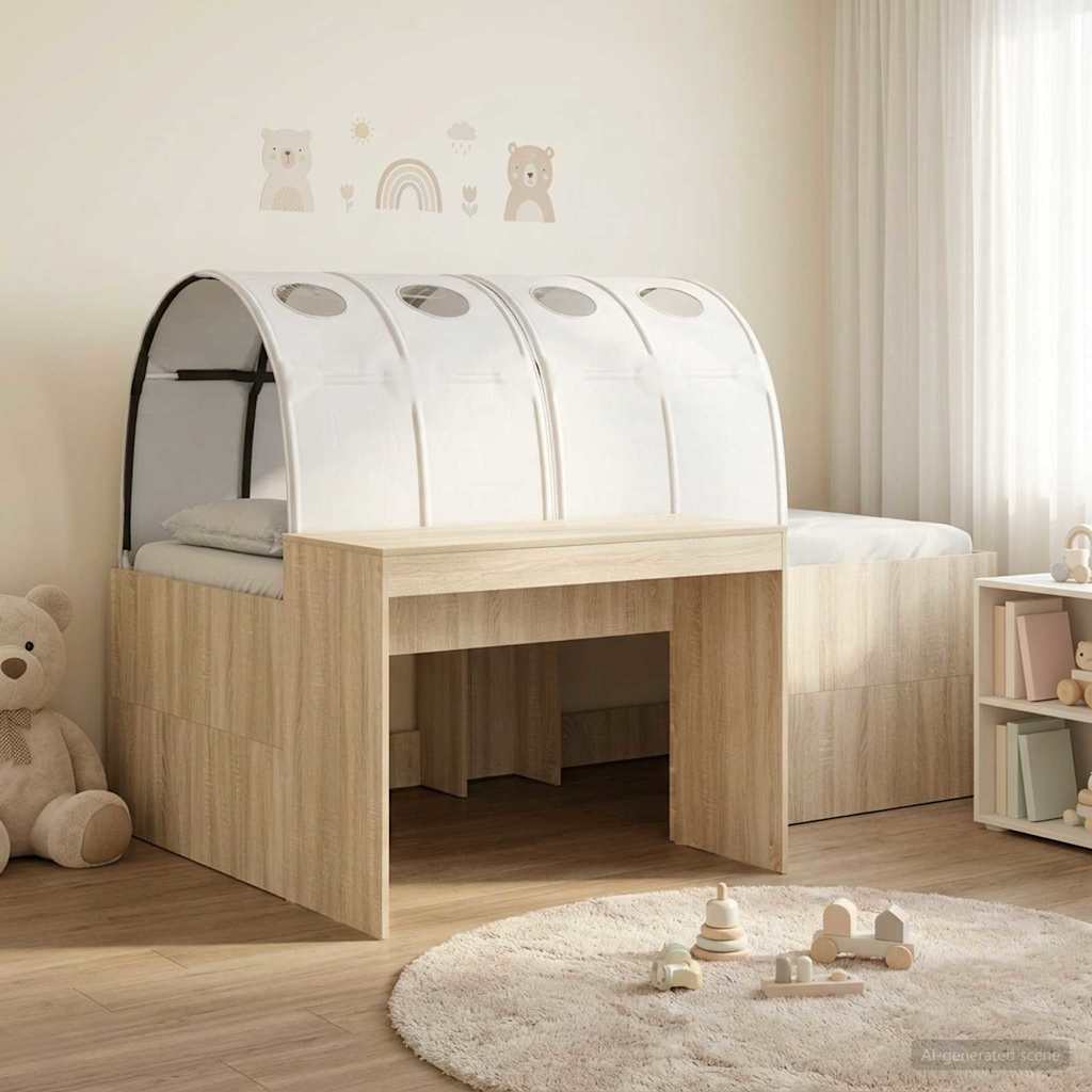 vidaXL Bed met Tunnel 4 pcs Artisian Eik en Lichtblauw Bewerkt hout