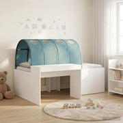 vidaXL Bed met Tunnel 4 pcs Wit en Lichtblauw Bewerkt hout