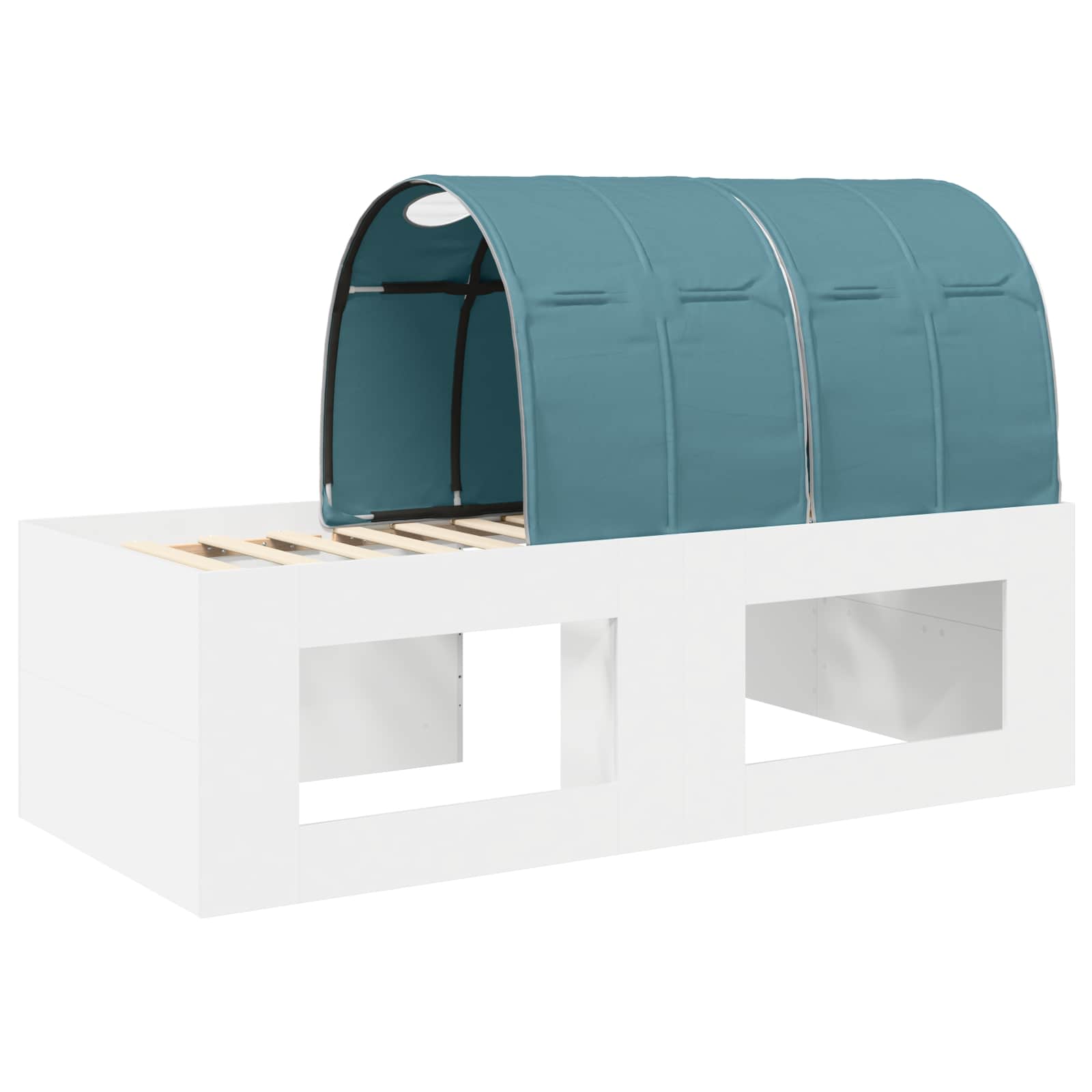 vidaXL Bed met Tunnel 4 pcs Wit en Lichtblauw Bewerkt hout