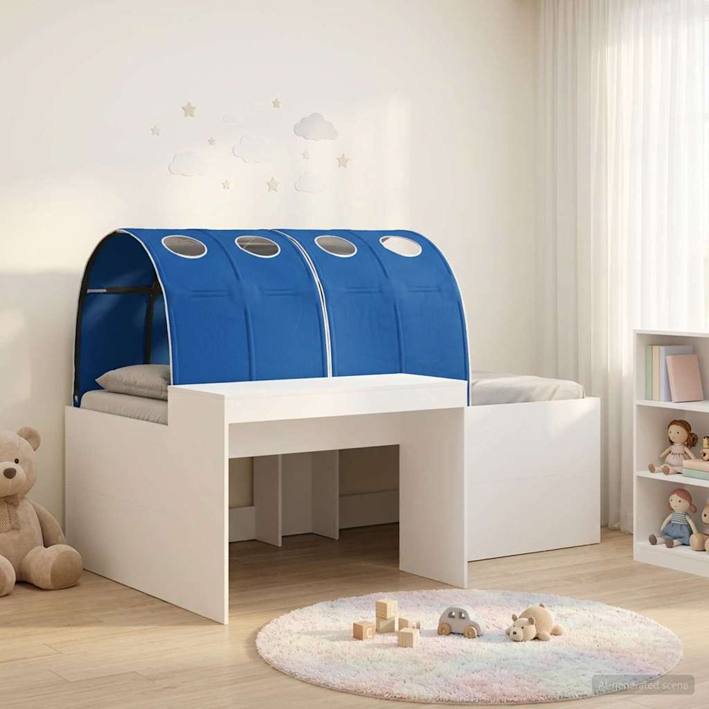 vidaXL Bed met Tunnel 4 pcs Wit en Lichtblauw Bewerkt hout
